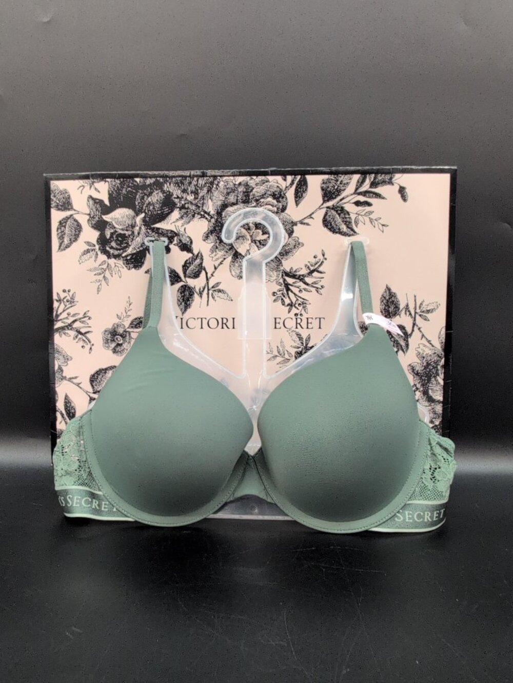 Victoria Secret The T Shirt Lace Perfect Shape Push Up Bra 36B Faded Sage